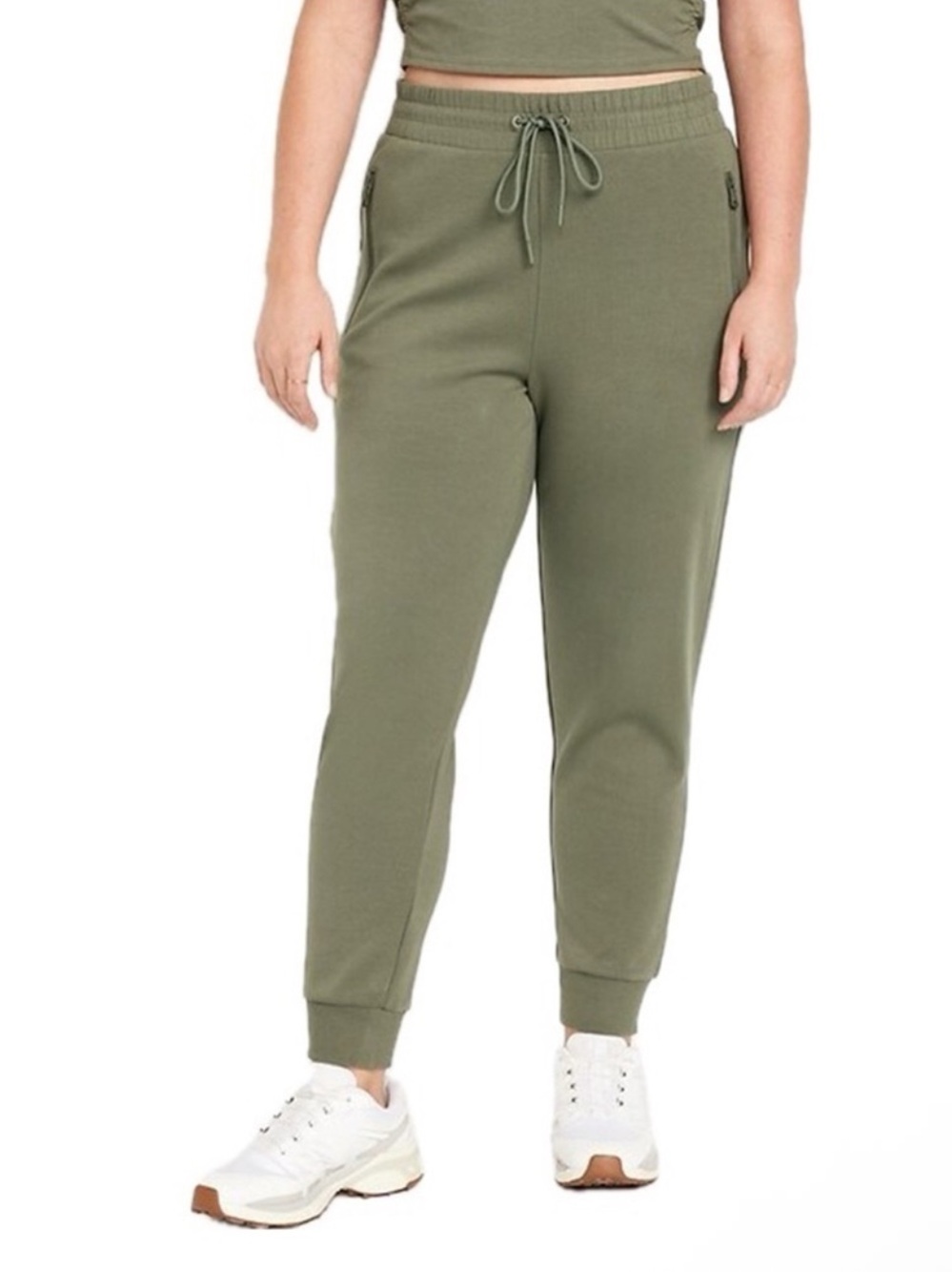 NWT Old Navy High-Waisted Rise Dynamic Fleece Jogger Sweatpants Olive Stone Wall